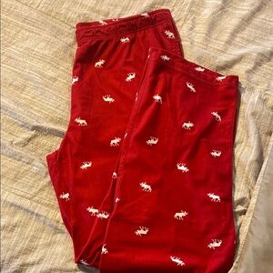 Cozy Red mens Pyjama bottoms with Moose Print